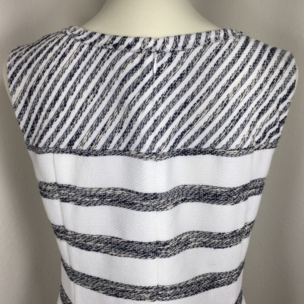 J. Crew White Navy Tweed Striped drop Waist Dress - Picture 5 of 8